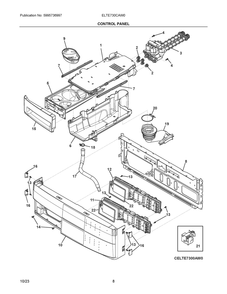 Control Panel Diagram and Parts List for ELTE730CAW0  Frigidaire Washer Dryer Combo