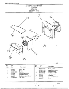 Room Air Conditioner Page 3 Diagram and Parts List for 4338009A  Frigidaire Air Conditioner