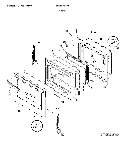 Door Diagram and Parts List for LFGF3054TFF  Frigidaire Range