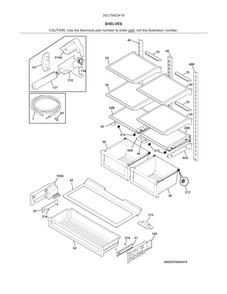 Shelves Diagram and Parts List for 25370423419  Kenmore Refrigerator