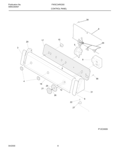 Control Panel Diagram and Parts List for FWSC34RGS0  Frigidaire Washer