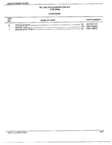30" Gas Over/under Oven Door Page 2 Diagram and Parts List for 3448A  Frigidaire Range