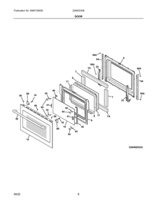 Door Diagram and Parts List for 20462033B  Frigidaire Wall Oven