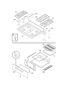 Top / drawer Diagram and Parts List for 79071314703  Kenmore Range