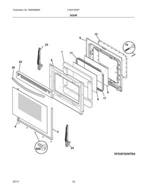 06 - DOOR Diagram and Parts List for FGGF3036TWA  Frigidaire Range