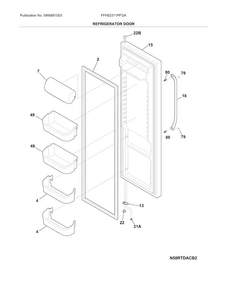 Refrigerator Door Diagram and Parts List for FFHS2311PFGA  Frigidaire Refrigerator