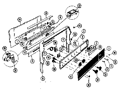 Backguard Section Diagram and Parts List for 30-3988-01  Tappan Range