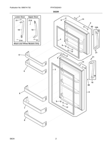 Door Diagram and Parts List for FFHT2022AS1  Frigidaire Refrigerator