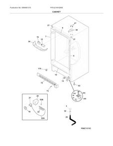 Cabinet Diagram and Parts List for FFFU21M1QWB  Frigidaire Freezer