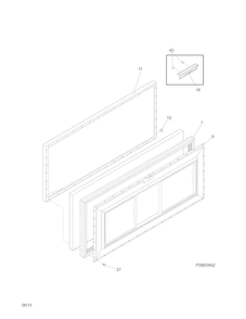 Door Diagram and Parts List for KFC09M3LW6  Kelvinator Freezer