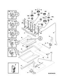 Burner Diagram and Parts List for LGGF3044LFH  Frigidaire Range
