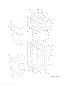 Doors Diagram and Parts List for FGHT1832PP3  Frigidaire Refrigerator