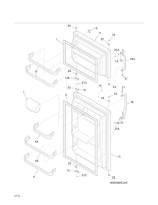 Doors Diagram and Parts List for 2536155401A  Kenmore Refrigerator