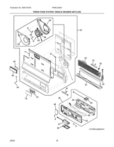 Fresh Food System / Middle Drawer Air Flow Diagram and Parts List for PRMC2285AF02  Frigidaire Refrigerator