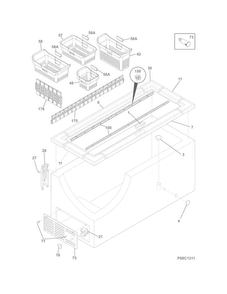 Cabinet Diagram and Parts List for FFFC22M6QWD  Frigidaire Freezer