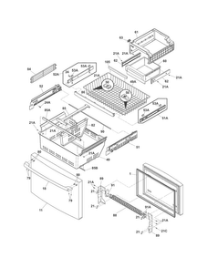 Freezer Drawer, Baskets Diagram and Parts List for EW28BS85KS6  Electrolux Refrigerator