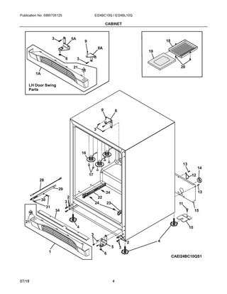 Cabinet Diagram and Parts List for EI24BC10QS1  Frigidaire Wine and Beverage Cooler