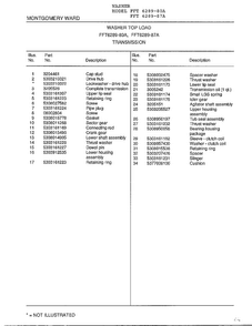 Transmission Page 2 Diagram and Parts List for 6289-87A  Frigidaire Washer