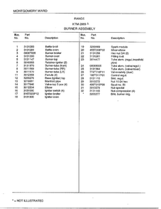 Range/ Burner Assy Page 2 Diagram and Parts List for 2889A  Frigidaire Range