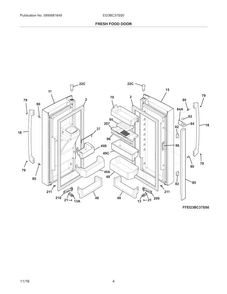 Fresh Food Doors Diagram and Parts List for EI23BC37SS0  Electrolux Refrigerator