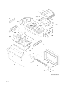 Freezer Drawer, Baskets Diagram and Parts List for EW23BC85KS8  Electrolux Refrigerator