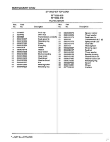 Transmission Page 2 Diagram and Parts List for 6389-80B  Frigidaire Washer