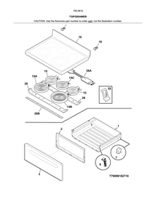Top/drawer Diagram and Parts List for 79096184710  Kenmore Range