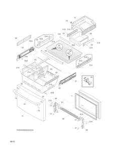 Freezer Drawer, Baskets Diagram and Parts List for EW28BS85KSDA  Electrolux Refrigerator