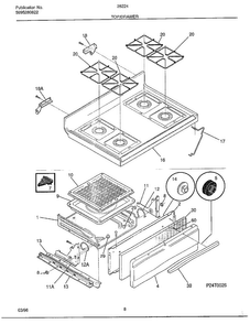 Top/drawer Diagram and Parts List for 282240C  Frigidaire Range