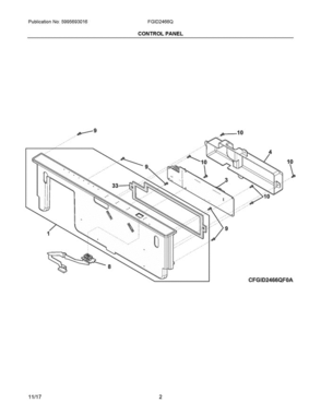 02 - Control Panel Diagram and Parts List for FGID2466QB6A  Frigidaire Dishwasher