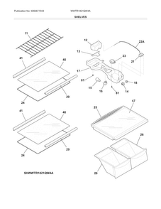Shelves Diagram and Parts List for WWTR1821QW4A  Westinghouse Refrigerator