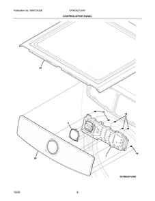 Controls/Top Panel Diagram and Parts List for EFMG427UIW1  Frigidaire Dryer