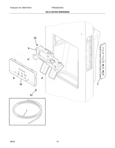 Ice And Water Dispenser Diagram and Parts List for FRSS2623ASG  Frigidaire Refrigerator