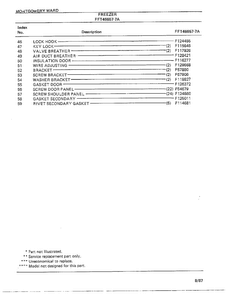 Freezer Page 3 Diagram and Parts List for 46657A-7  Frigidaire Freezer