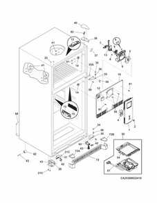 Cabinet Diagram and Parts List for FGTR2044QP1  Frigidaire Refrigerator