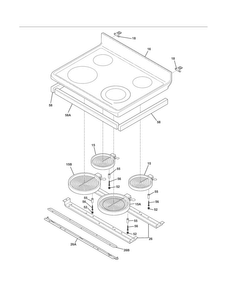 Main Top Diagram and Parts List for FGEF300DNWA  Frigidaire Range