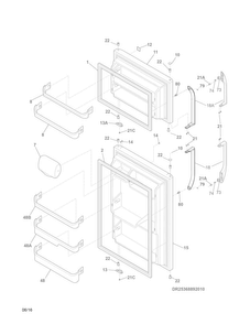 Doors Diagram and Parts List for 25370603413  Kenmore Refrigerator