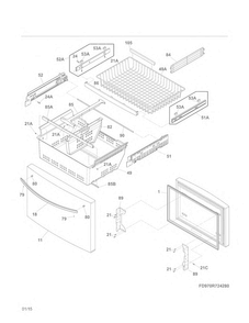 Freezer Drawer, Baskets Diagram and Parts List for 25370343413  Kenmore Refrigerator