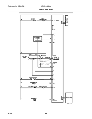Wiring Diagram Diagram and Parts List for DGCD2444SA2A  Frigidaire Dishwasher