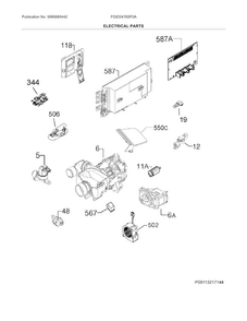Electrical Parts Diagram and Parts List for FGID2476SF0A  Frigidaire Dishwasher