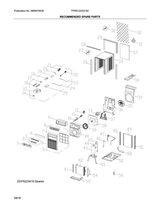 Recommended Spare Parts Diagram and Parts List for FFRS1222Q1A0  Frigidaire Air Conditioner