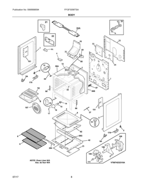 04 - BODY Diagram and Parts List for FFGF3056TSA  Frigidaire Range