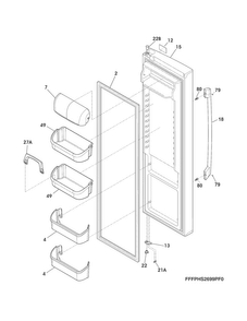 Refrigerator Door Diagram and Parts List for FPHS2699PF1  Frigidaire Refrigerator