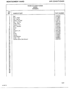 Air Conditioner Page 10 Diagram and Parts List for 5257A  Frigidaire Air Conditioner