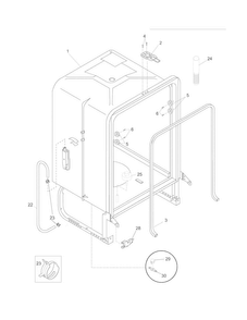 Tub Diagram and Parts List for FFBD2406NS0A  Frigidaire Dishwasher