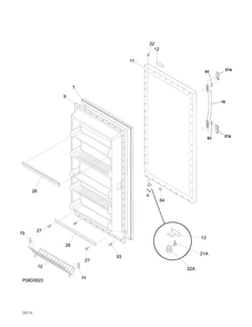 Door Diagram and Parts List for FRU17G4JW25  Frigidaire Refrigerator