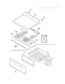 Top/drawer Diagram and Parts List for FFEF3013XWA  Frigidaire Range