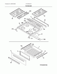 Top/drawer Diagram and Parts List for LFGH3054UFD  Frigidaire Range