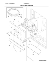 Controls & Ice Dispenser Diagram and Parts List for LGHB2867PFIA  Frigidaire Refrigerator