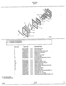 Door Diagram and Parts List for 2893  Frigidaire Range